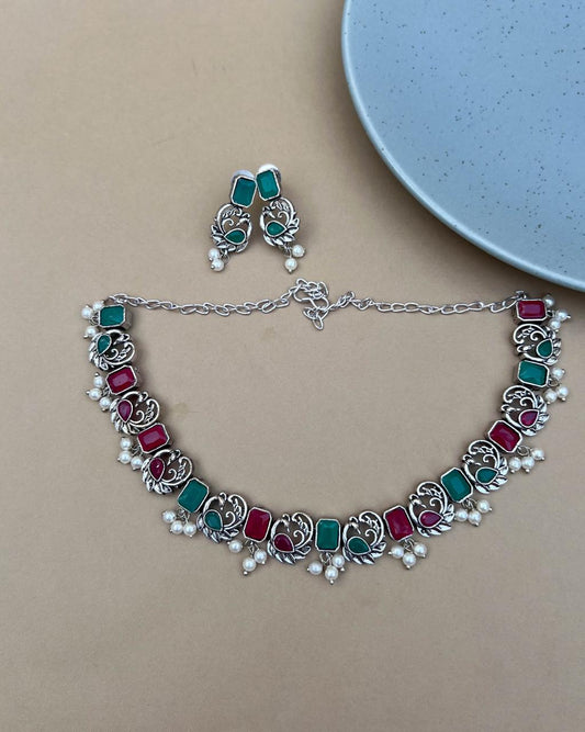 Camila Necklace Set red&green